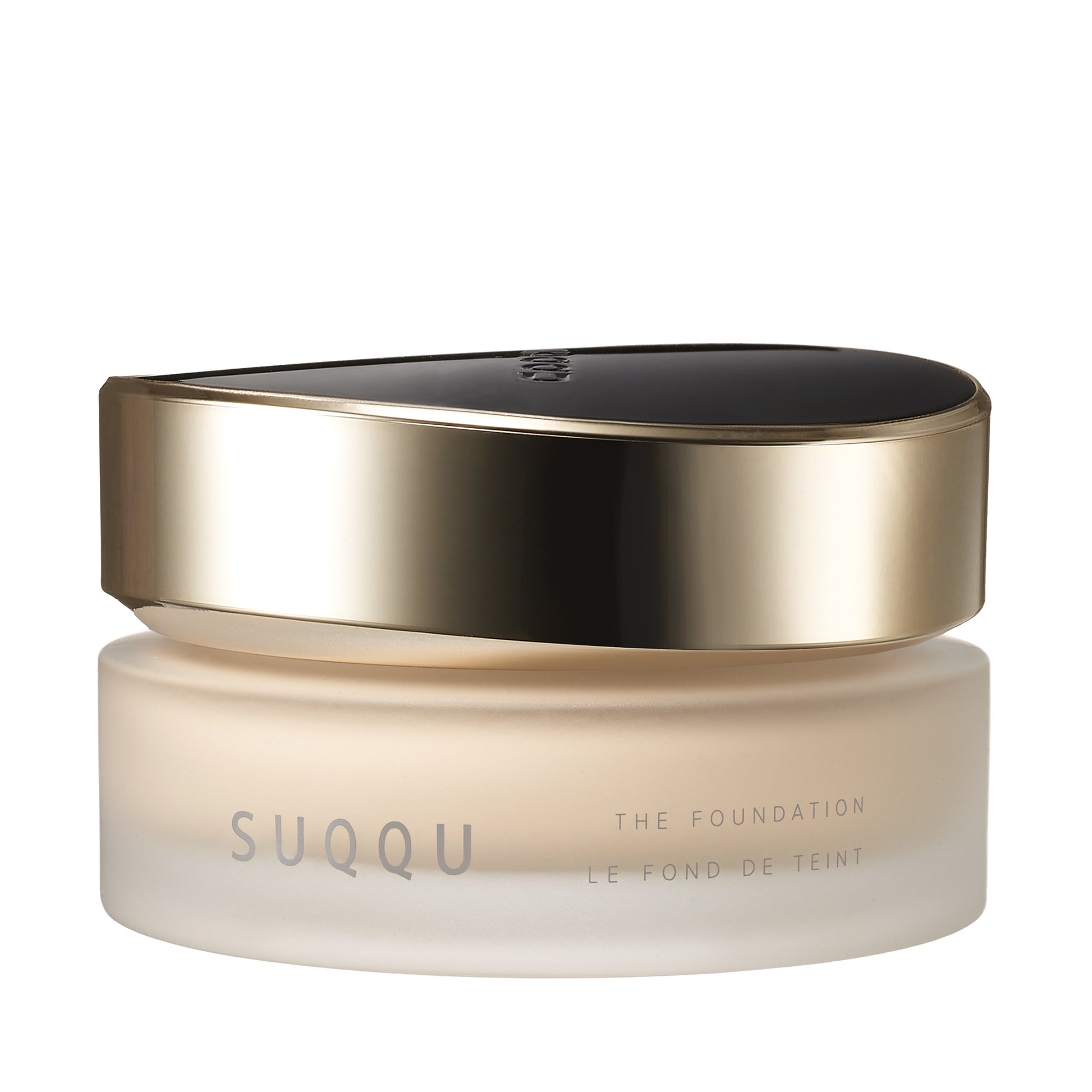 SUQQU The Foundation 110 luxury moisturising Japanese cream base make up pot on plain background.
