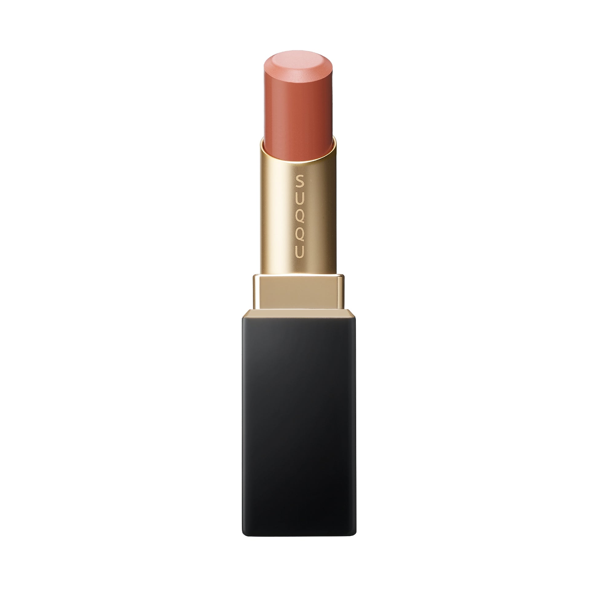 SUQQU Vibrant Rich Lipstick 01 coral luxury Japanese lip colour make up product on plain background.