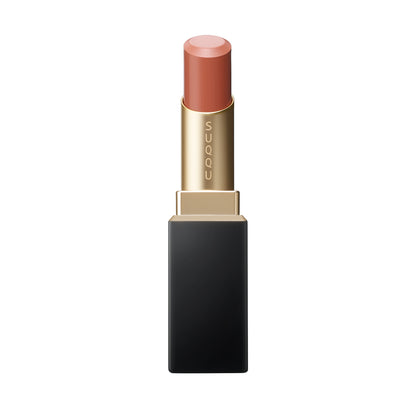 SUQQU Vibrant Rich Lipstick 01 coral luxury Japanese lip colour make up product on plain background.