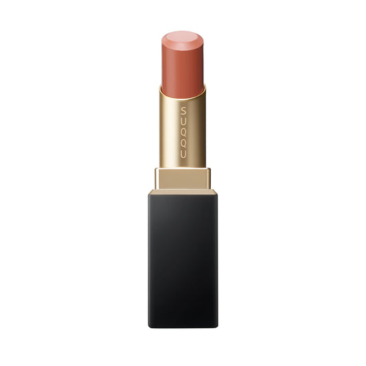 SUQQU Vibrant Rich Lipstick 01 coral luxury Japanese lip colour make up product on plain background.