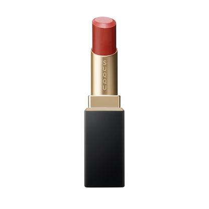 SUQQU Vibrant Rich Lipstick 07 classic red luxury Japanese lip colour make up product on plain background.