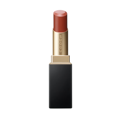 SUQQU Vibrant Rich Lipstick 09 brown red luxury Japanese lip colour make up product on plain background.